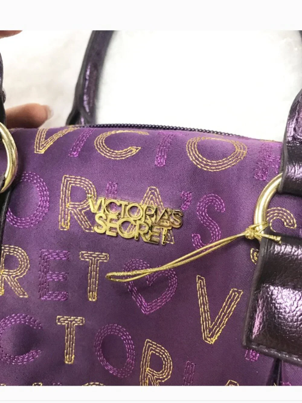 New Victoria's Secret gold/purple embroidered handbag